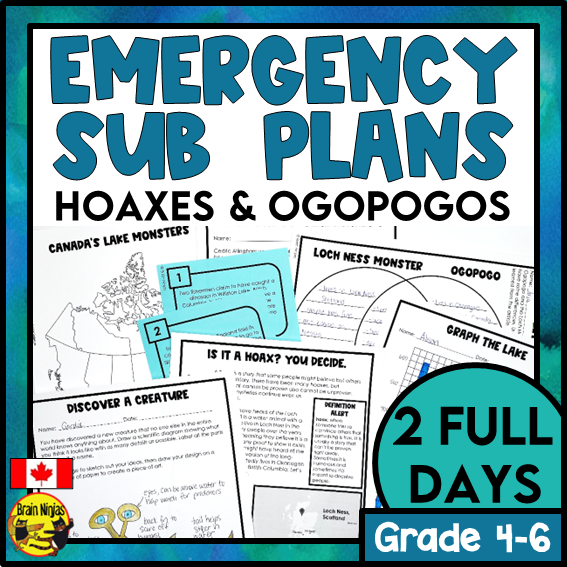 Emergency Sub Plans | Hoaxes and Ogopogos | Paper | Grade 4 Grade 5 Grade 6