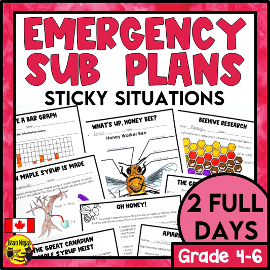 Emergency Sub Plans | Sticky Situations | Paper | Grade 4 Grade 5 Grade 6