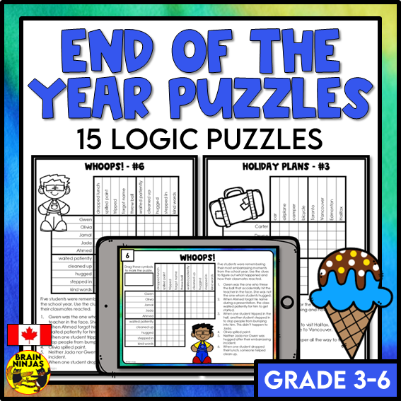 End of the Year Logic Puzzles | Paper and Digital