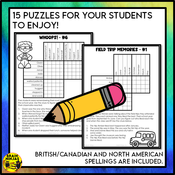 End of the Year Logic Puzzles | Paper and Digital