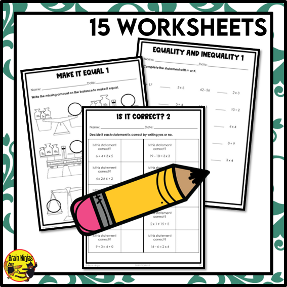 Equality Date Math Equality and Inequality Math Worksheets | Paper | Grade 3 – brainninjas