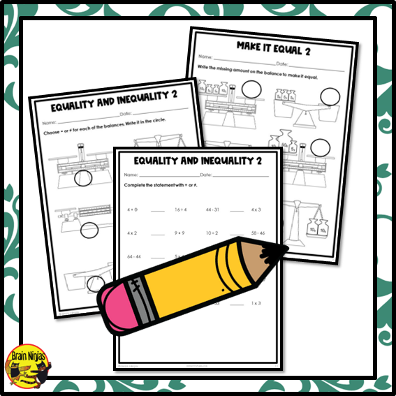 Equality Date Math Equality and Inequality Math Worksheets | Paper | Grade 3 – brainninjas