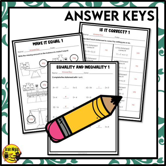 Equality Date Math Equality and Inequality Math Worksheets | Paper | Grade 3 – brainninjas