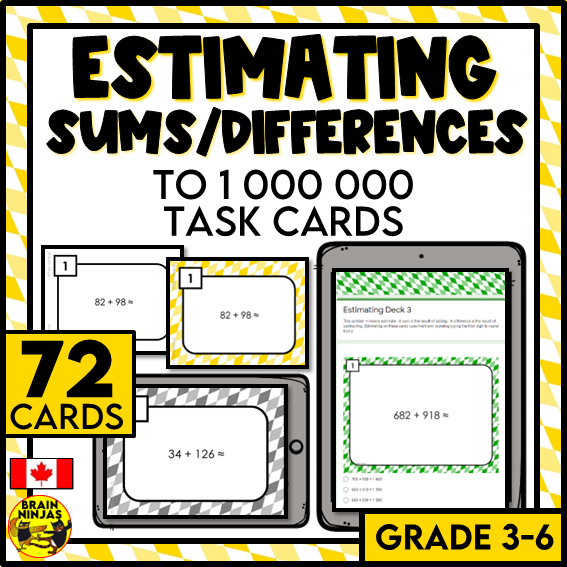 Estimating Sums and Differences Up to a Million Math Task Cards | Paper and Digital