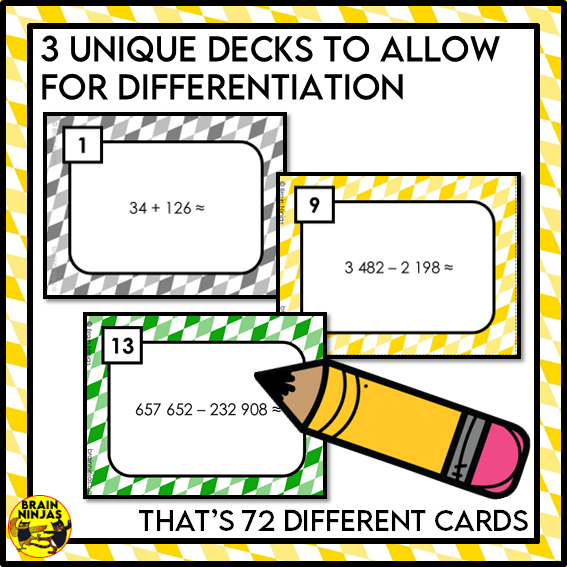 Estimating Sums and Differences Up to a Million Math Task Cards | Paper and Digital