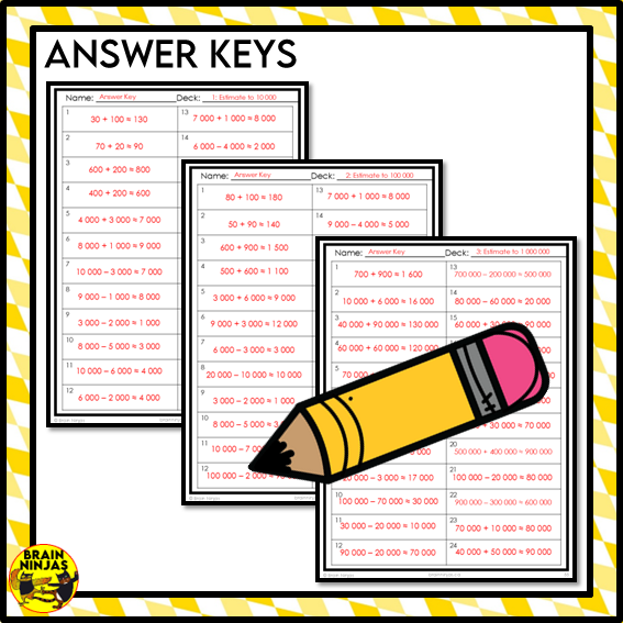 Estimating Sums and Differences Up to a Million Math Task Cards | Paper and Digital