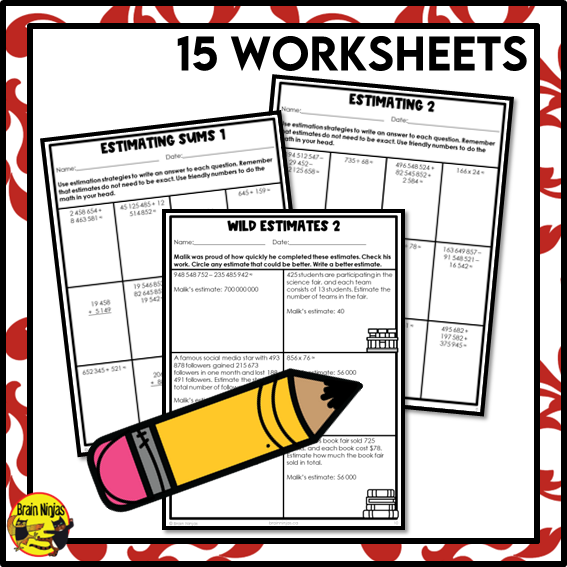 Estimation to Billions Math Worksheets | All Operations | Paper | Grade 6