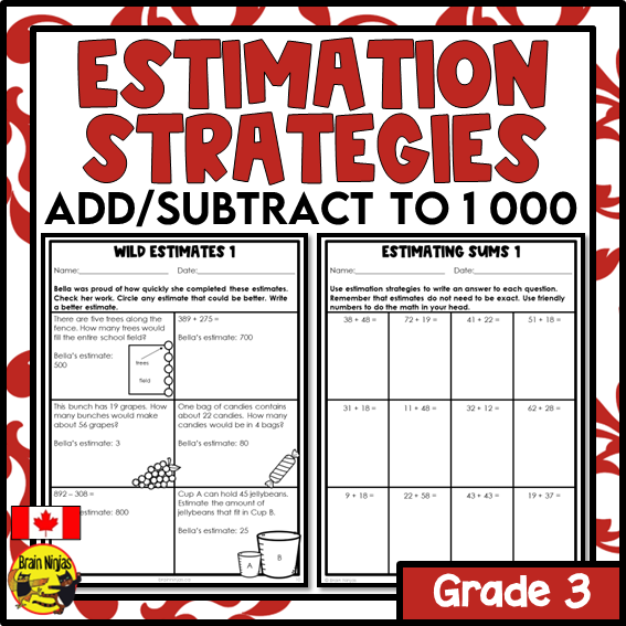 Estimation Within 1000 Math Worksheets | Addition and Subtraction | Paper | Grade 3