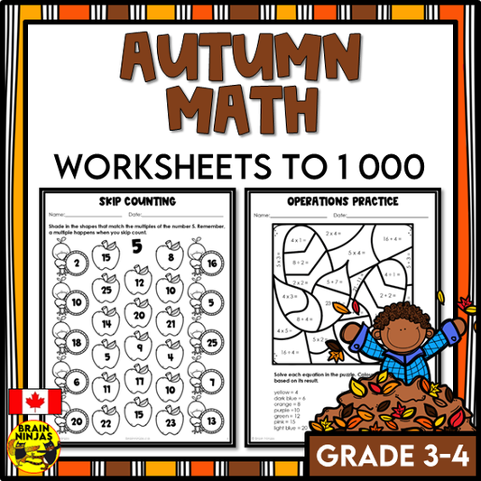 Fall Math Worksheets Numbers to 1000 | Paper
