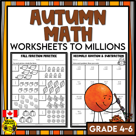 Fall Math Worksheets Numbers to 1 000 000 | Paper