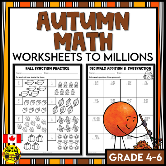 Fall Math Worksheets Numbers to 1 000 000 | Paper