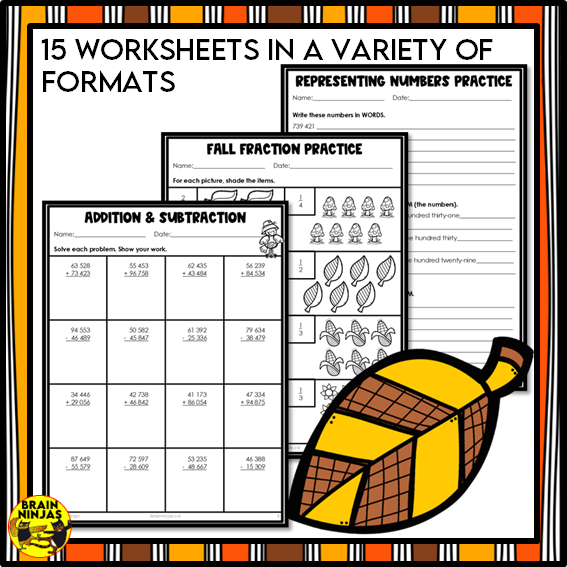 Fall Math Worksheets Numbers to 1 000 000 | Paper