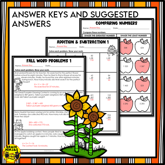 Fall Math Worksheets Numbers to 1000 | Paper