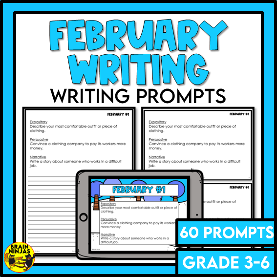 February Monthly Writing Prompts | Paper and Digital