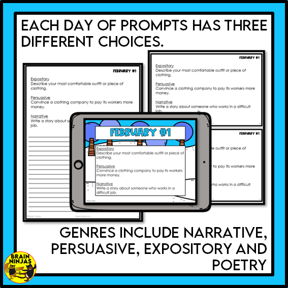 February Monthly Writing Prompts | Paper and Digital