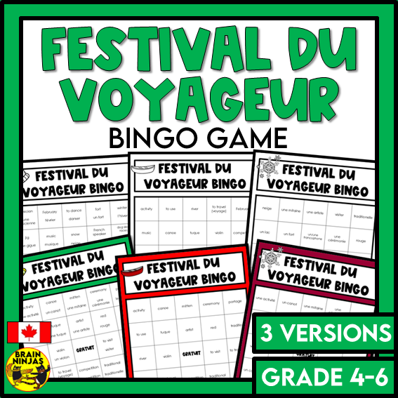 French Bingo Le Festival du Voyageur Vocabulary | Paper