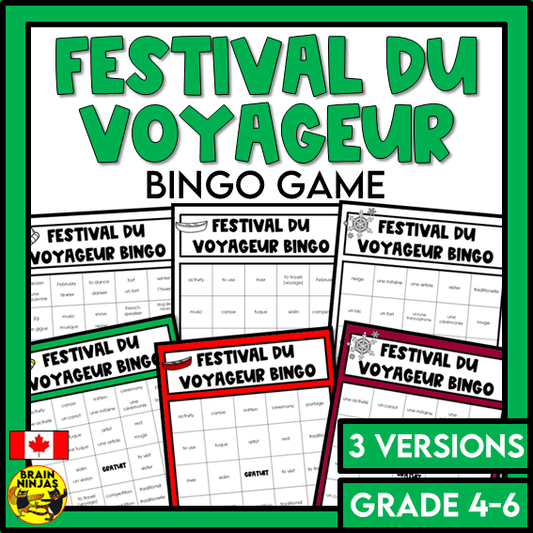 French Bingo Le Festival du Voyageur Vocabulary | Paper