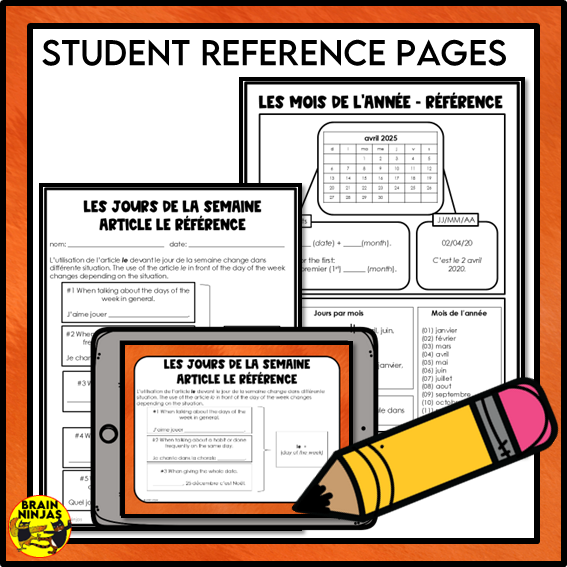 French Calendar Activities | Paper and Digital
