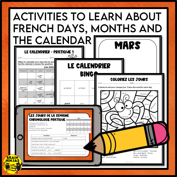 French Calendar Activities | Paper and Digital