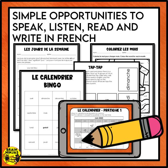 French Calendar Activities | Paper and Digital