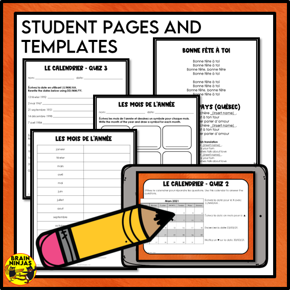 French Calendar Activities | Paper and Digital