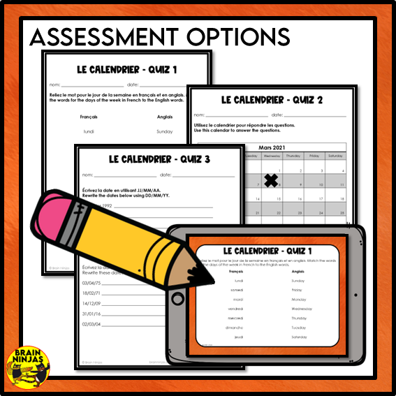 French Calendar Activities | Paper and Digital