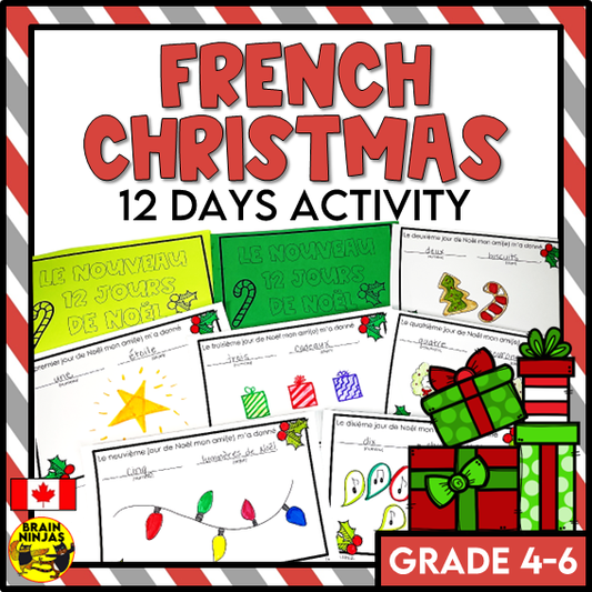 French Christmas Vocabulary Activity 12 Days of Christmas | Paper