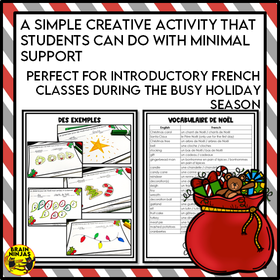 French Christmas Vocabulary Activity 12 Days of Christmas | Paper