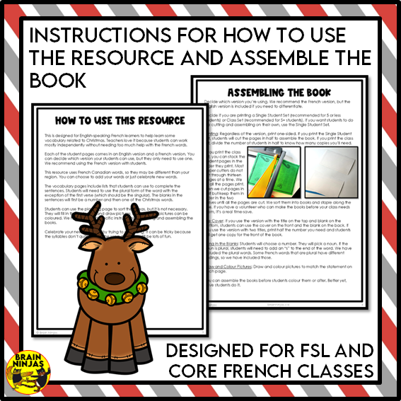 French Christmas Vocabulary Activity 12 Days of Christmas | Paper
