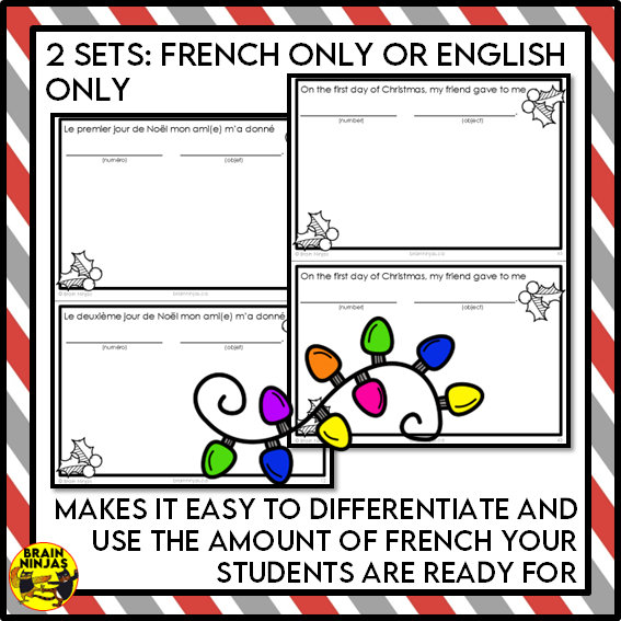 French Christmas Vocabulary Activity 12 Days of Christmas | Paper