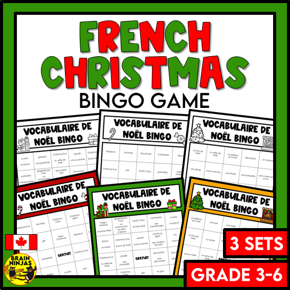 French Christmas Bingo Vocabulary | Paper