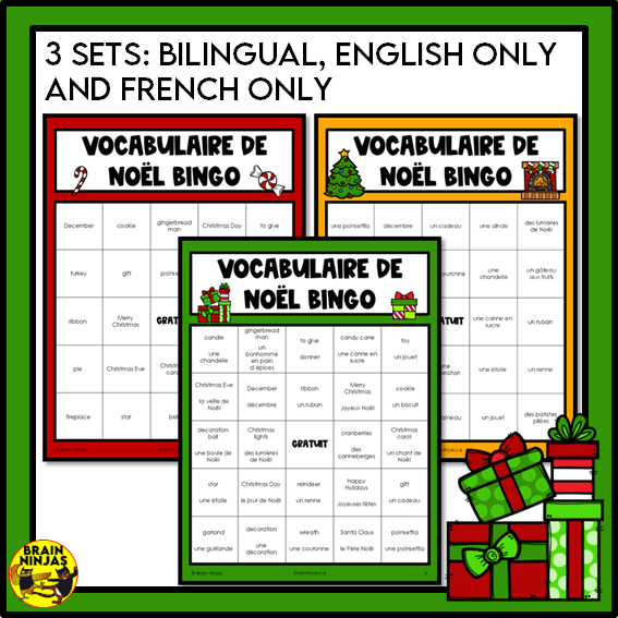 French Christmas Bingo Vocabulary | Paper
