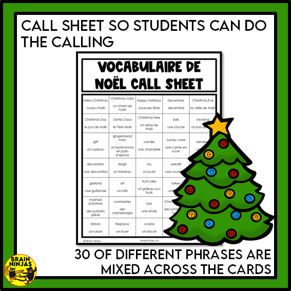French Christmas Bingo Vocabulary | Paper