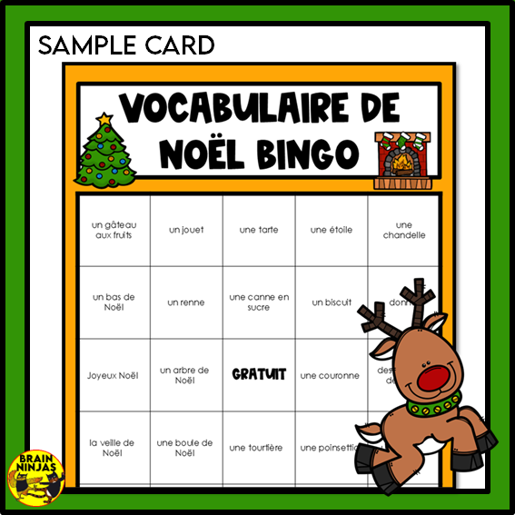 French Christmas Bingo Vocabulary | Paper