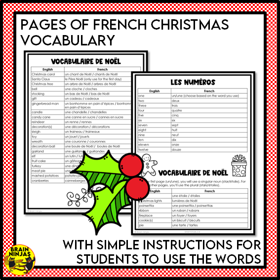 French Christmas Activity Bundle for FSL or French Core Classes | Paper and Digital