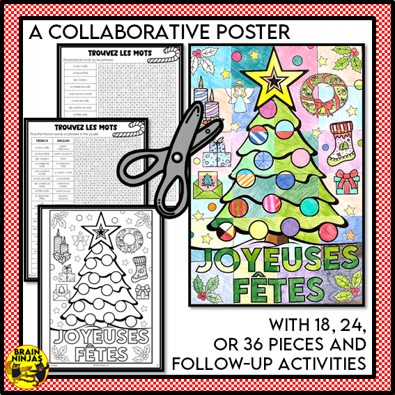 French Christmas Activity Bundle for FSL or French Core Classes | Paper and Digital