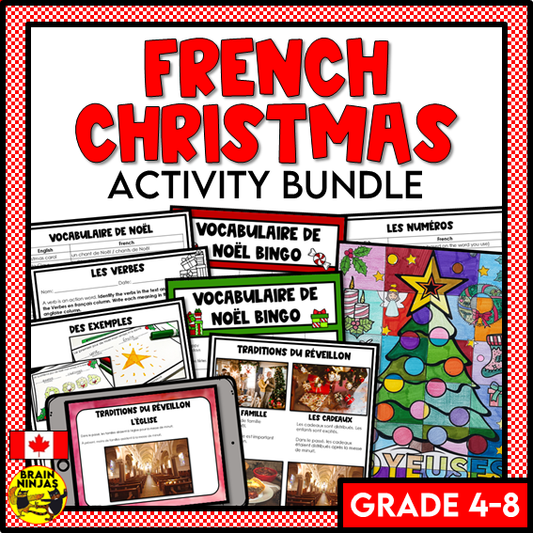 French Christmas Activity Bundle for FSL or French Core Classes | Paper and Digital