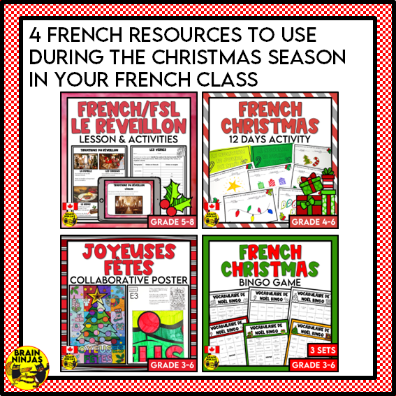 French Christmas Activity Bundle for FSL or French Core Classes | Paper and Digital