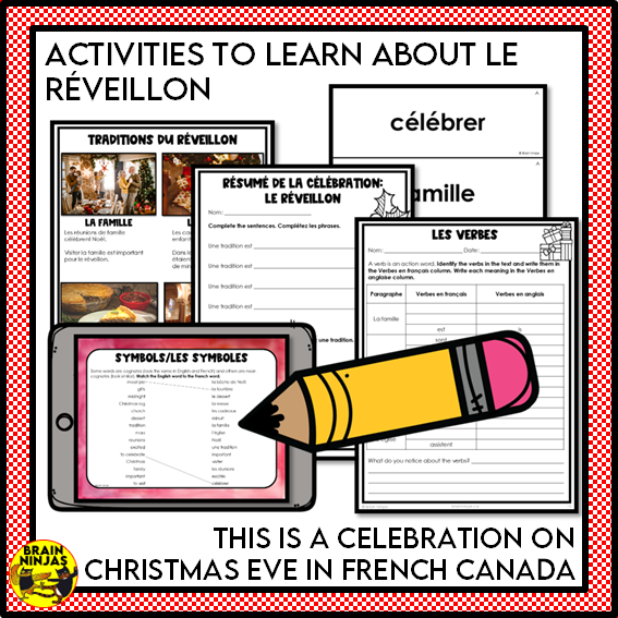 French Christmas Activity Bundle for FSL or French Core Classes | Paper and Digital