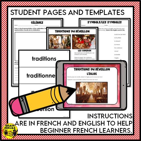 French Christmas Activity Bundle for FSL or French Core Classes | Paper and Digital