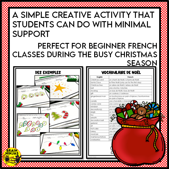 French Christmas Activity Bundle for FSL or French Core Classes | Paper and Digital