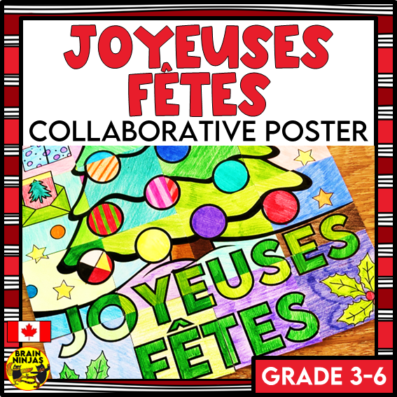 French Joyeuses Fêtes Christmas Collaborative Poster | Paper