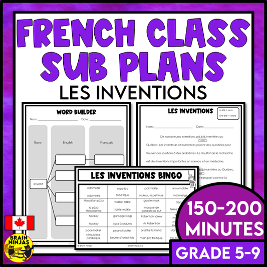 French Class Emergency Sub Plans Paper Grade 4 Grade 5 Grade 6