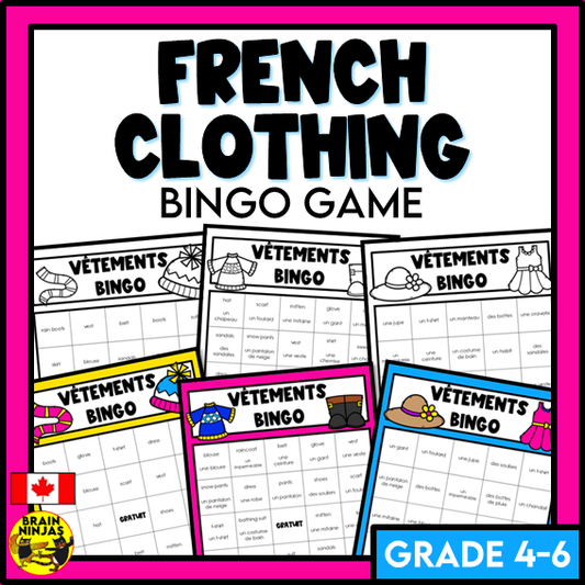 French Clothing Bingo Vocabulary | Paper