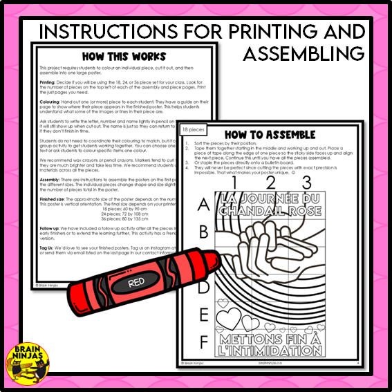 La Journée du chandail rose French Pink Shirt Day Collaborative Poster | Paper