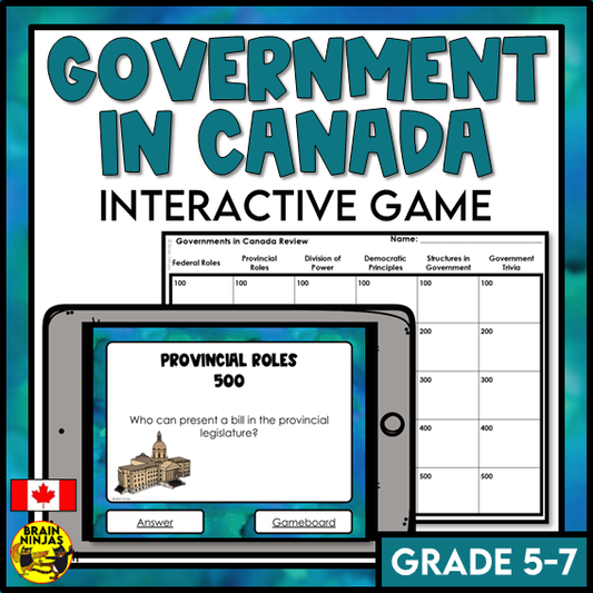 Governments in Canada Interactive Game | Digital with Paper Option