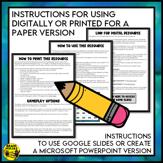 Governments in Canada Interactive Game | Digital with Paper Option