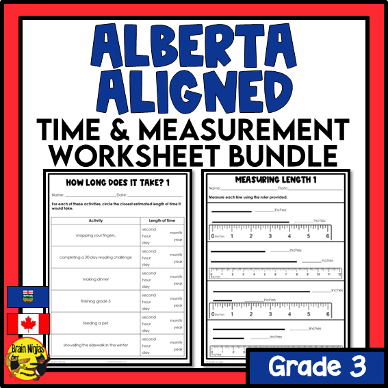 Alberta Math Curriculum Time and Measurement Worksheets Bundle | Paper | Grade 3