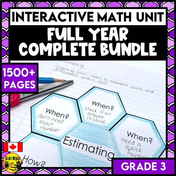 Year Long Math Interactive Math Unit Bundle | Paper | Grade 3