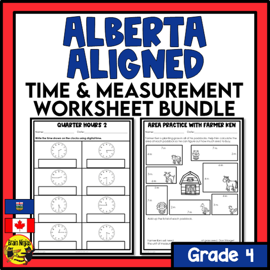 Alberta Math Curriculum Time and Measurement Worksheets Bundle | Paper | Grade 4